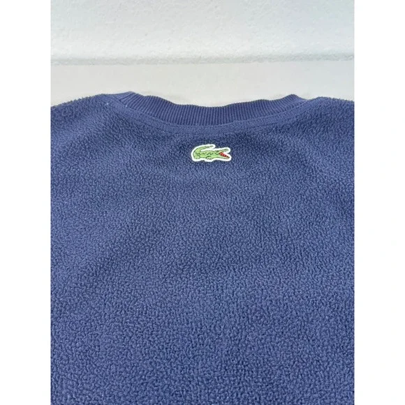 Lacoste LIVE Fleece Sweatshirt Diamond Logo Pullover Navy Blue Mens - Picture 4 of 10